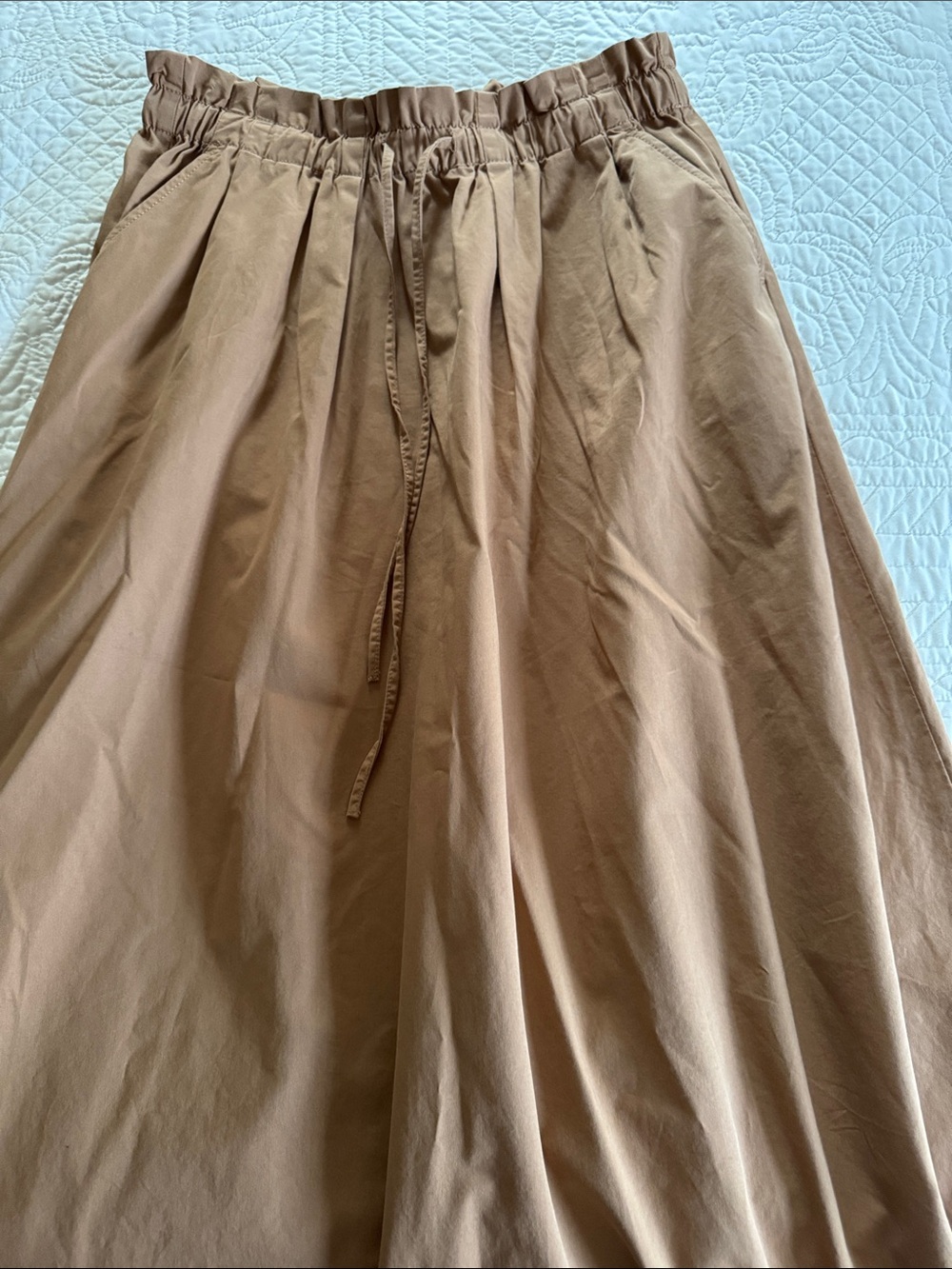 LOFT Taupe A-Line Drawstring Waist Skirt